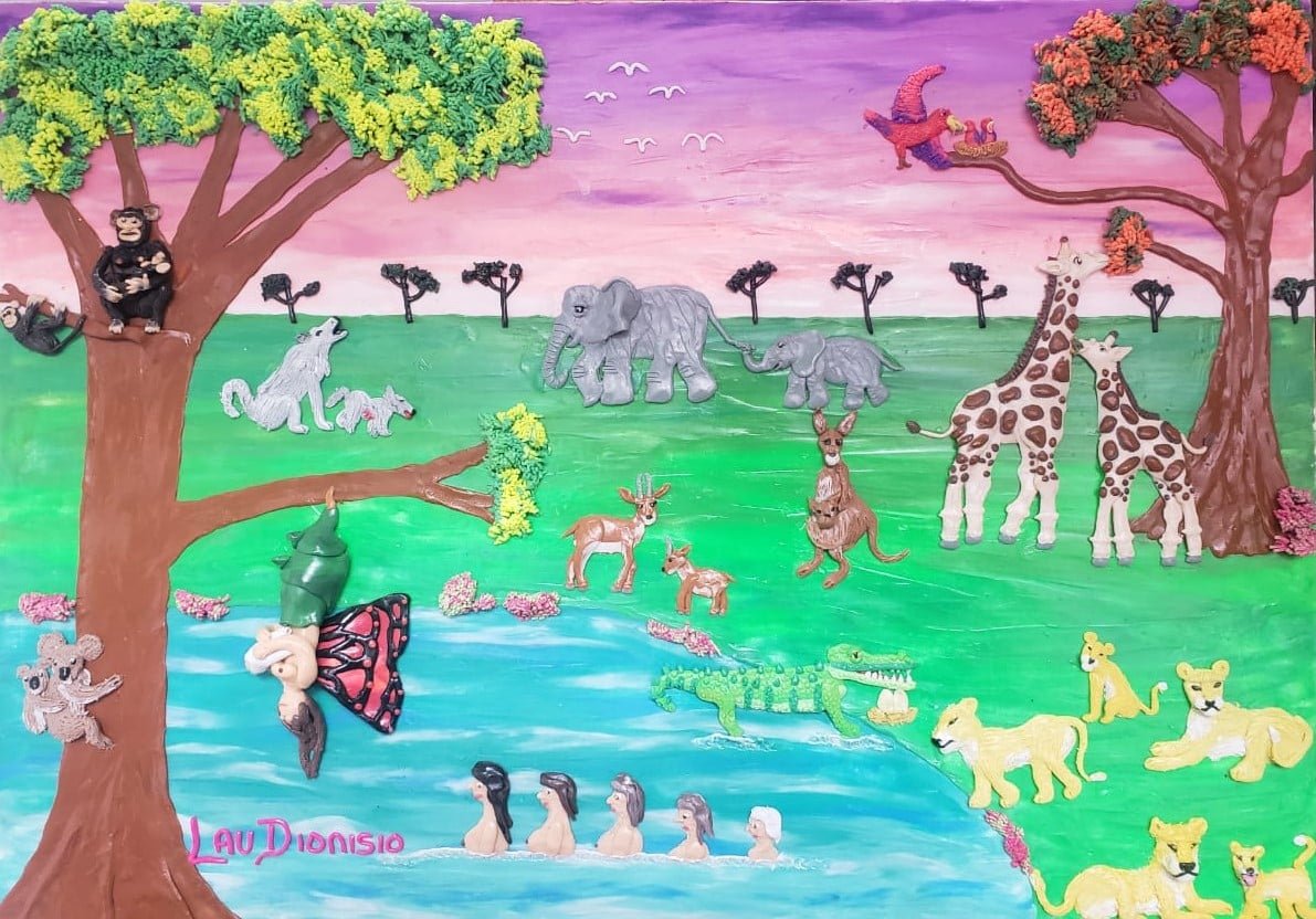 Obra 'Cuando nace una madre': escena de naturaleza en plastilina